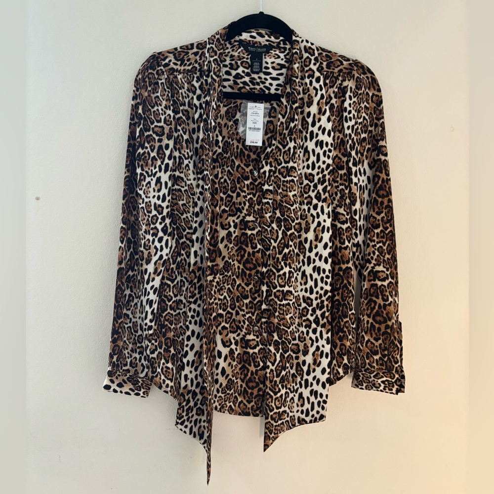 White House Black Market Leopard Print Blouse